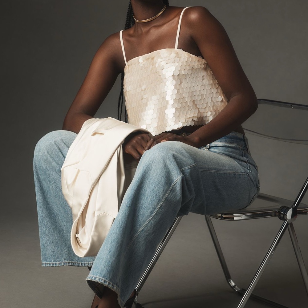 Anthropologie sequin mermaid crop top